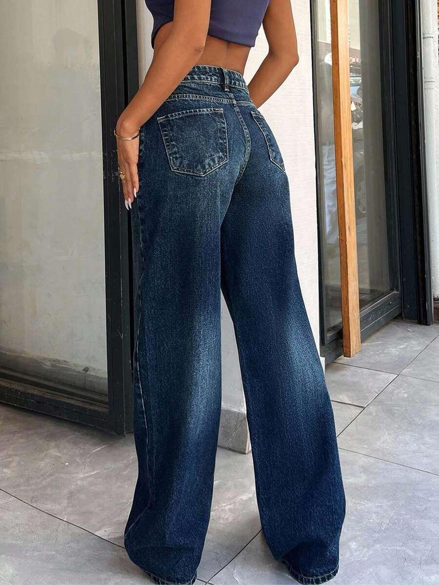 NIEBIESKIE SPODNIE JEANS PROSTA NOGAWKA 