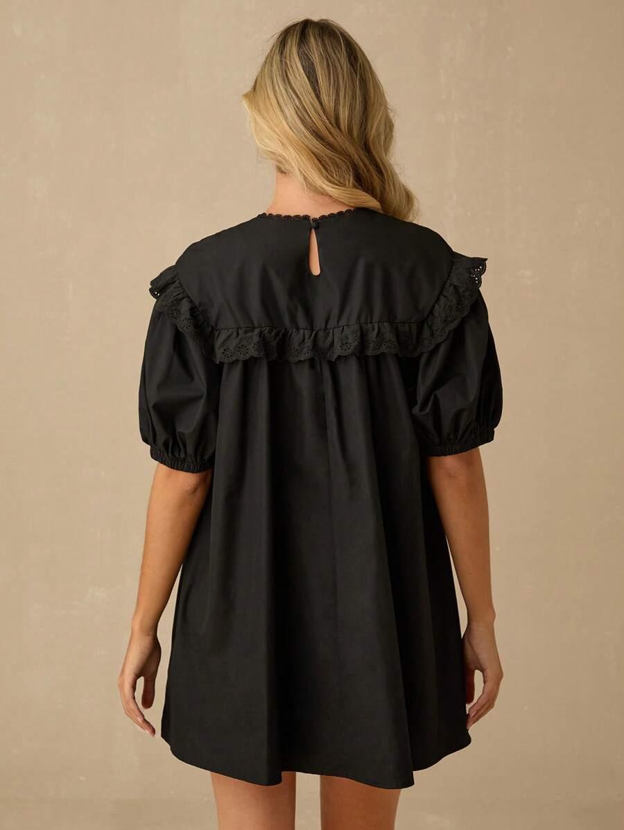 czarna mini sukienka haft
