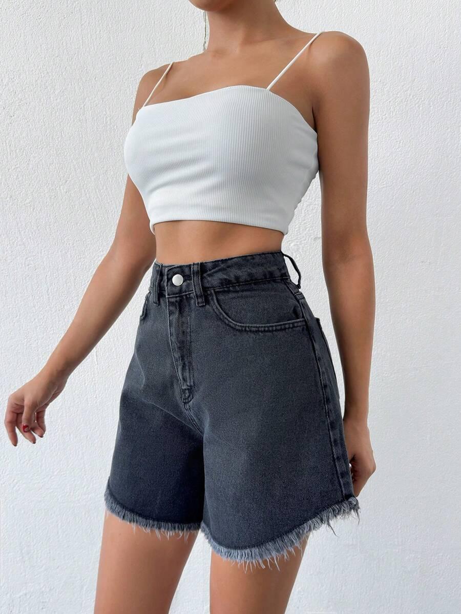 CZARNE SPODENKI JEANS