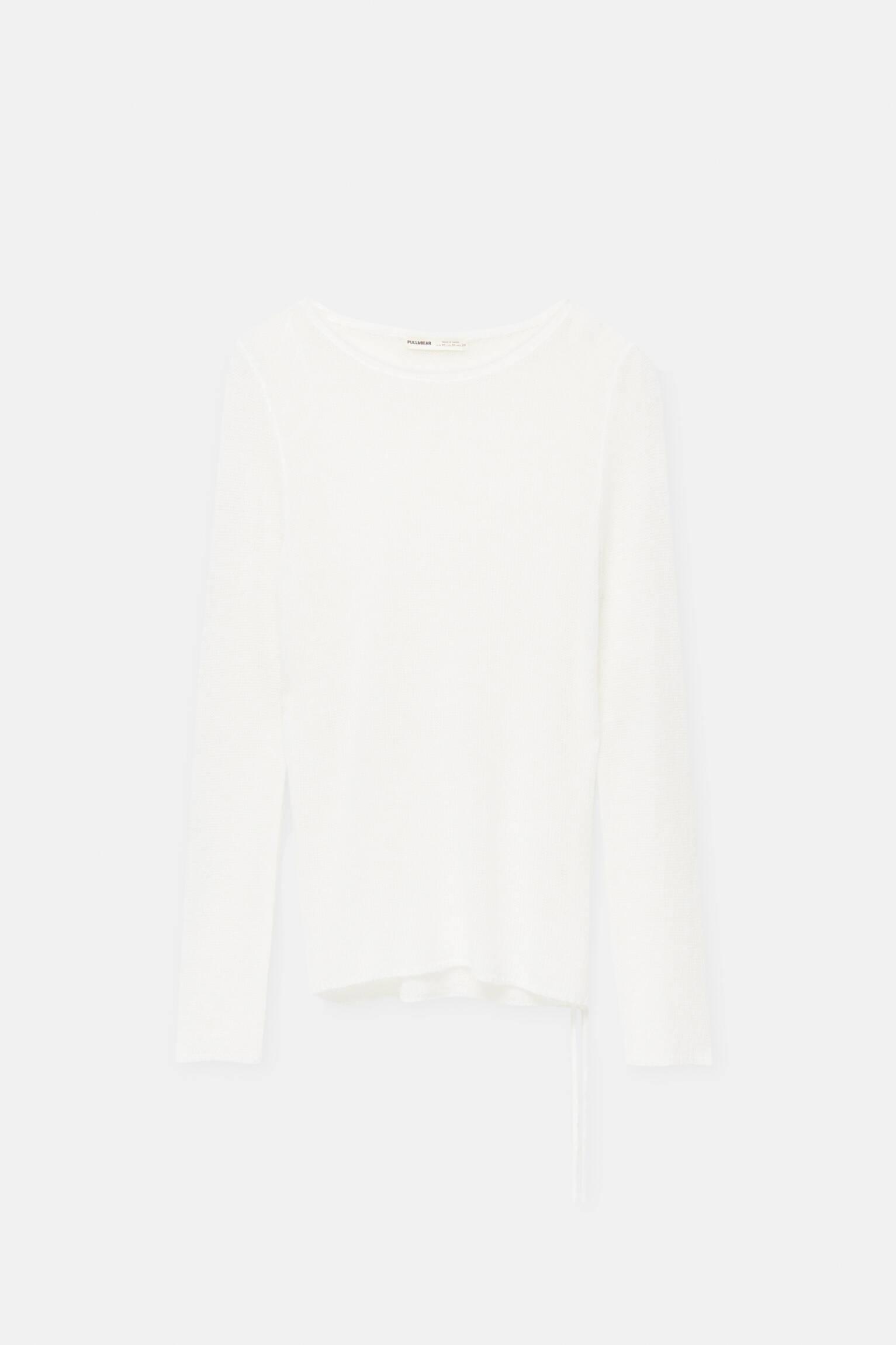 biały cienki asymetryczny sweter 