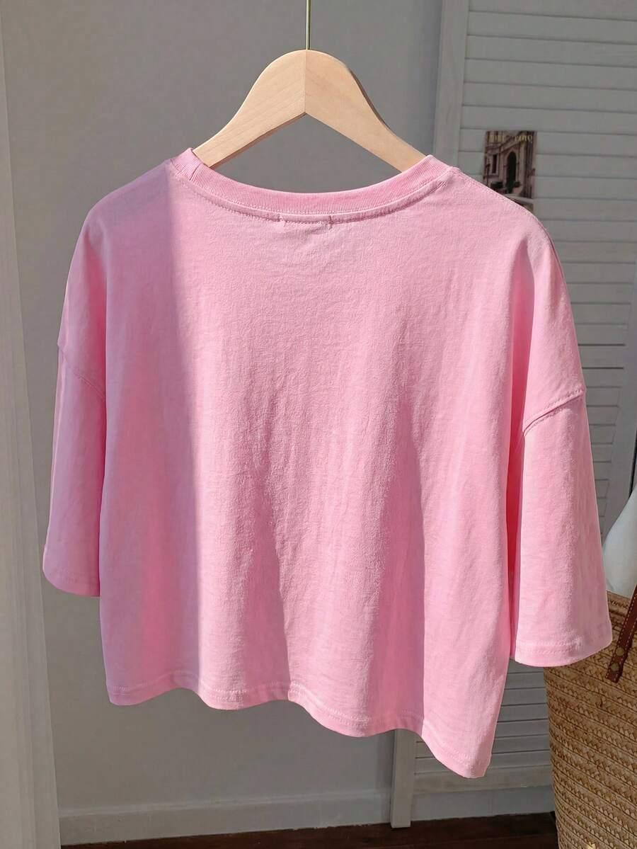 różowy t-shirt casual