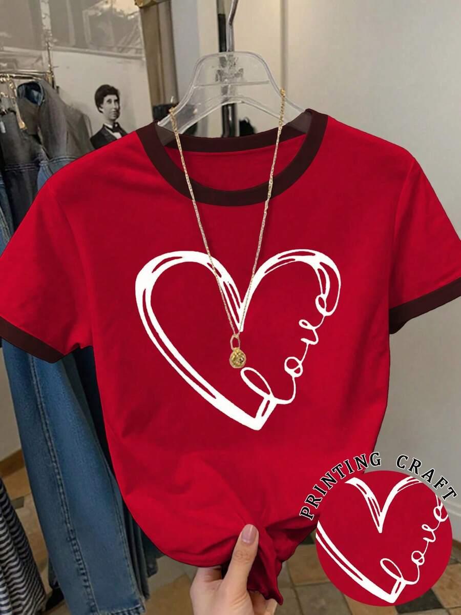 czerwony t-shirt print