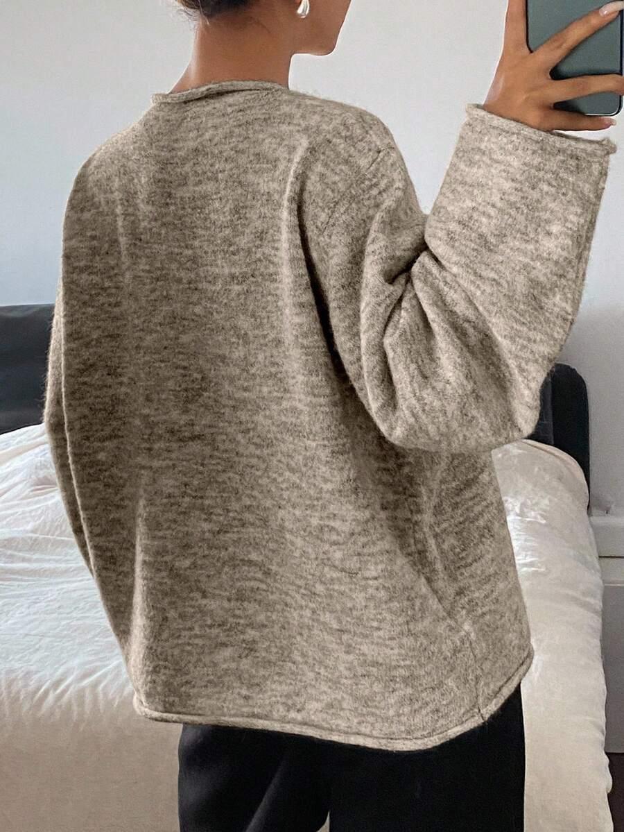 brązowy sweter długi rękaw