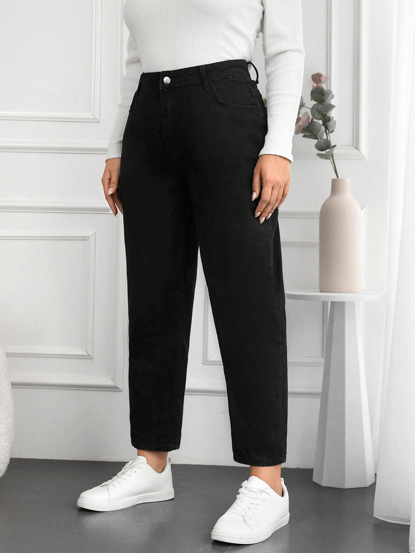 CZARNE SPODNIE MOM JEANS