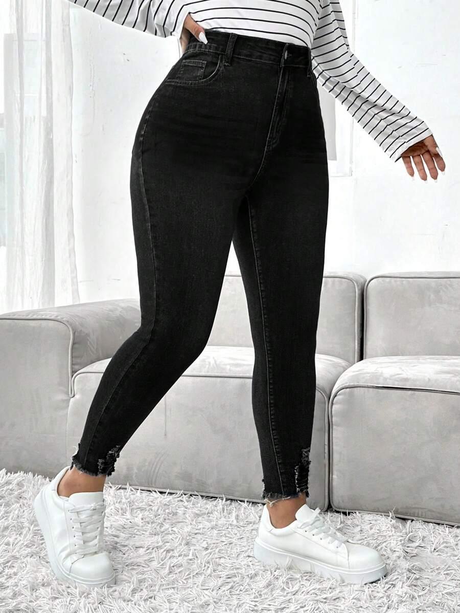 CZARNE SPODNIE JEANS WYSOKI STAN