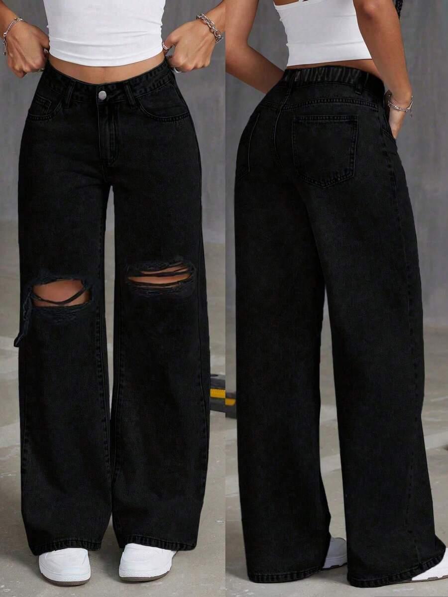 CZARNE SPODNIE JEANS