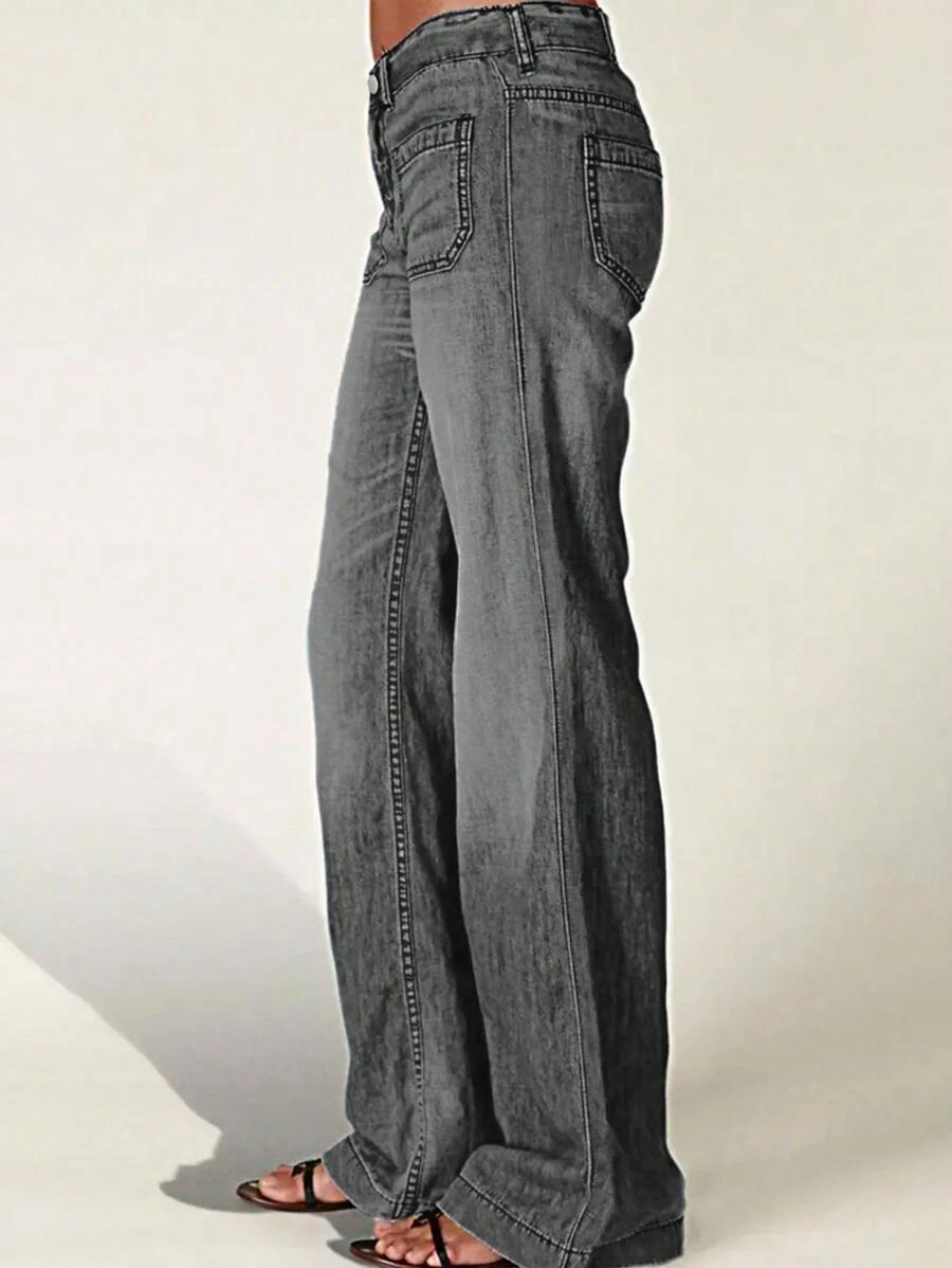 szare spodnie jeans proste nogawki