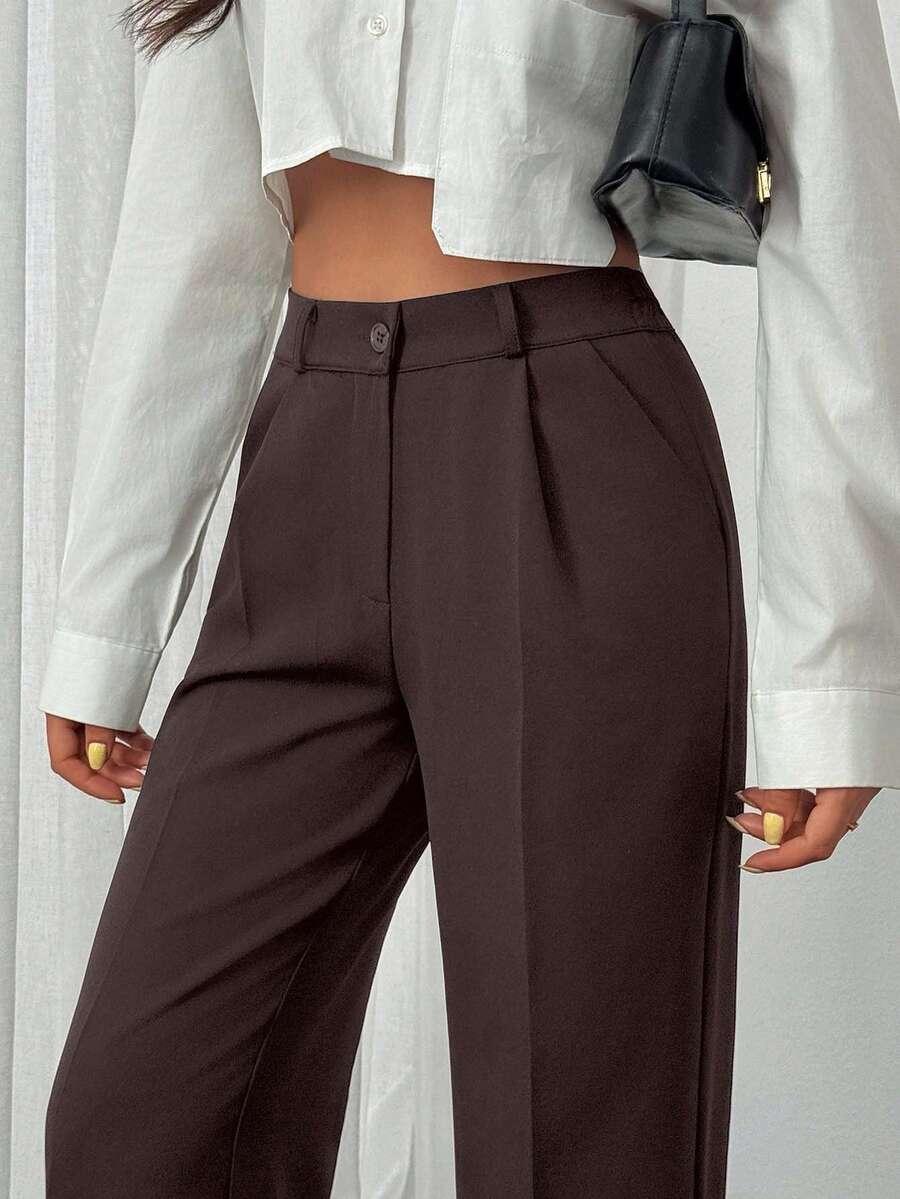BRĄZOWE ELEGANCKIE SPODNIE