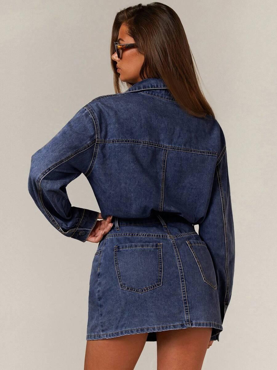 niebieska sukienka jeans