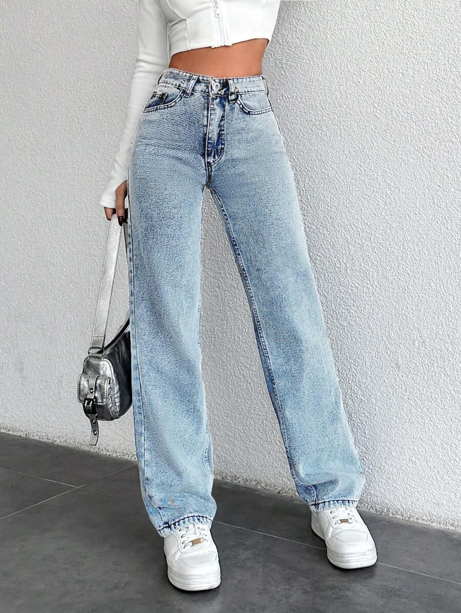 NIEBIESKIE PROSTE JEANSY 