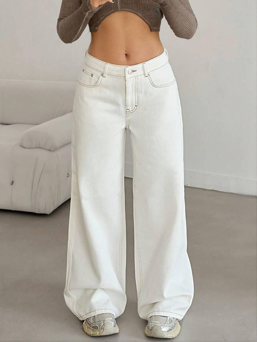 BIAŁE SPODNIE JEANS