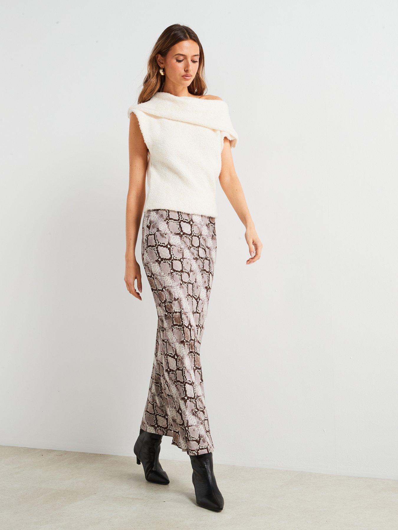 MANGO SPÓDNICA MAXI WĘŻOWY WZÓR