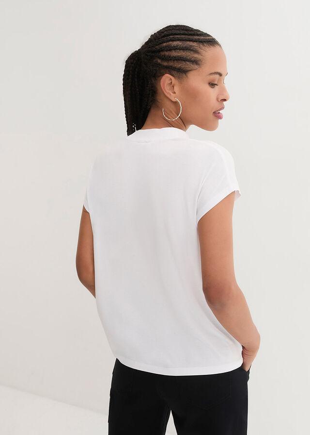 BIAŁY T-SHIRT STÓJKA 