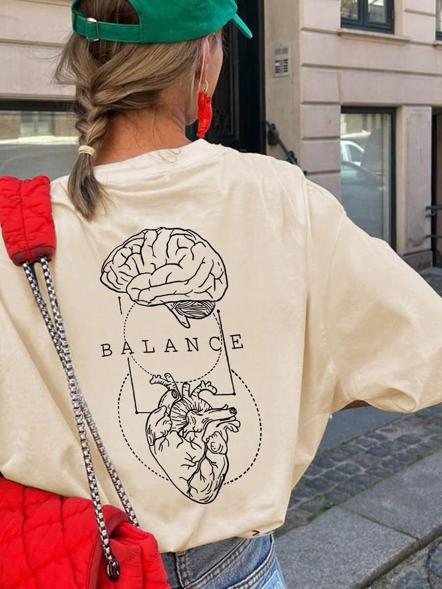 beżowy t-shirt print