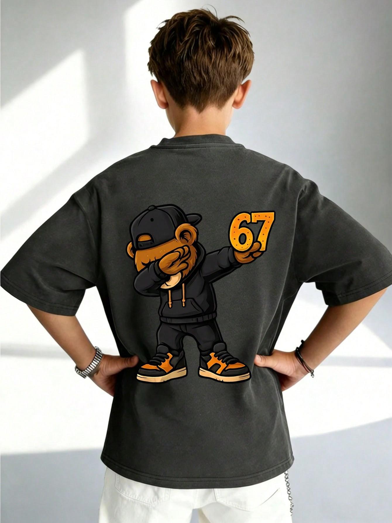 SZARY T-SHIRT PRINT