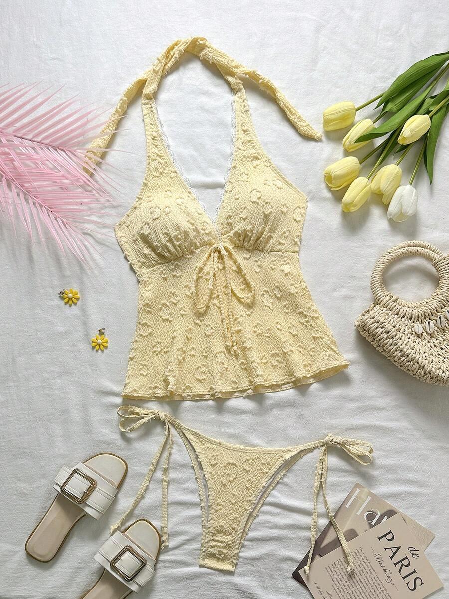 żółty DWUCZĘŚCIOWY STRÓJ KĄPIELOWY tankini