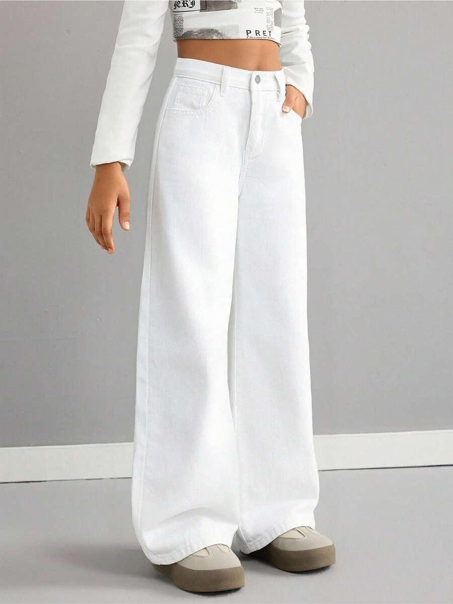 białespodnie jeans