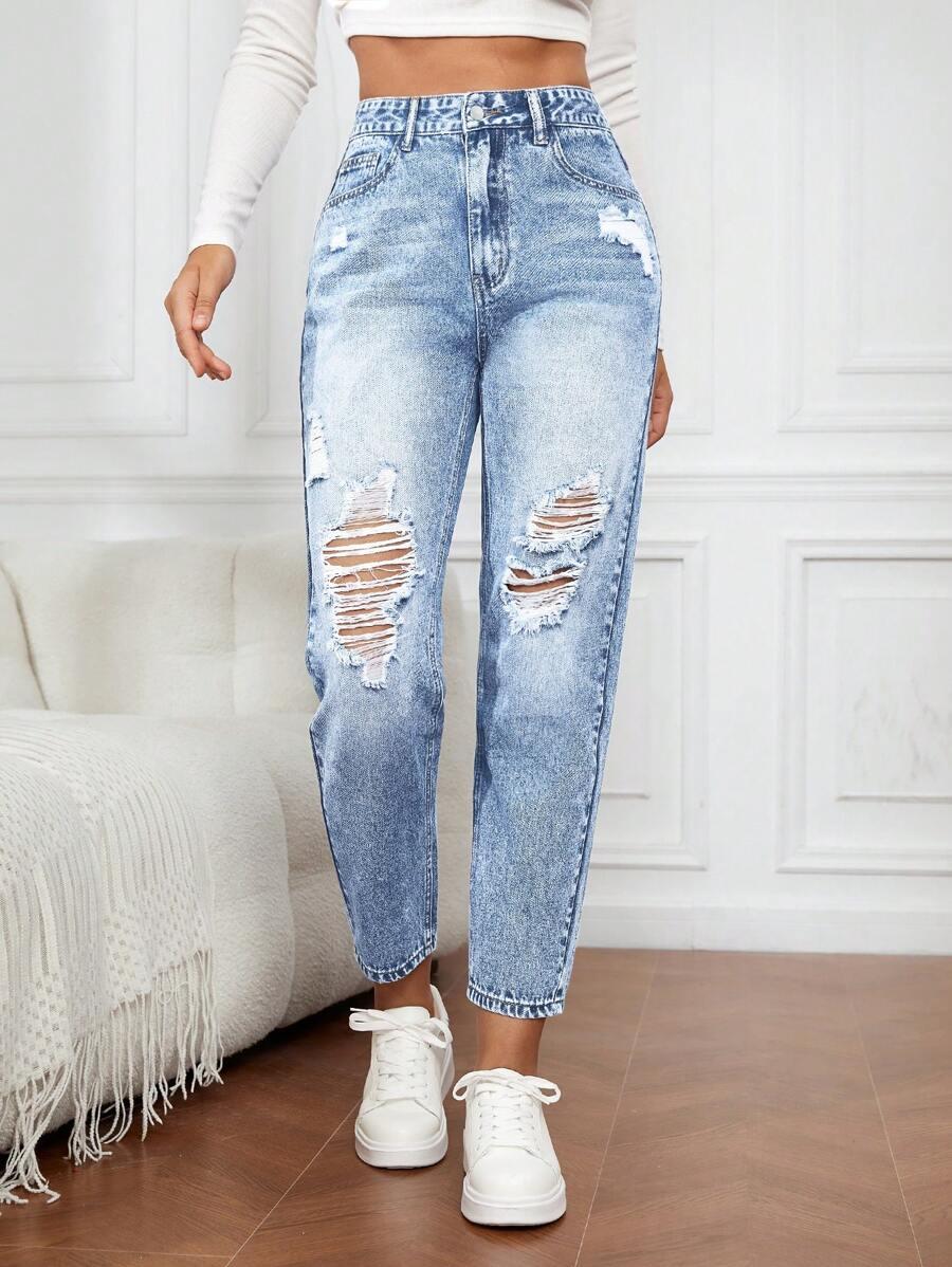 NIEBIESKIE SPODNIE JEANS PRZETARCIA