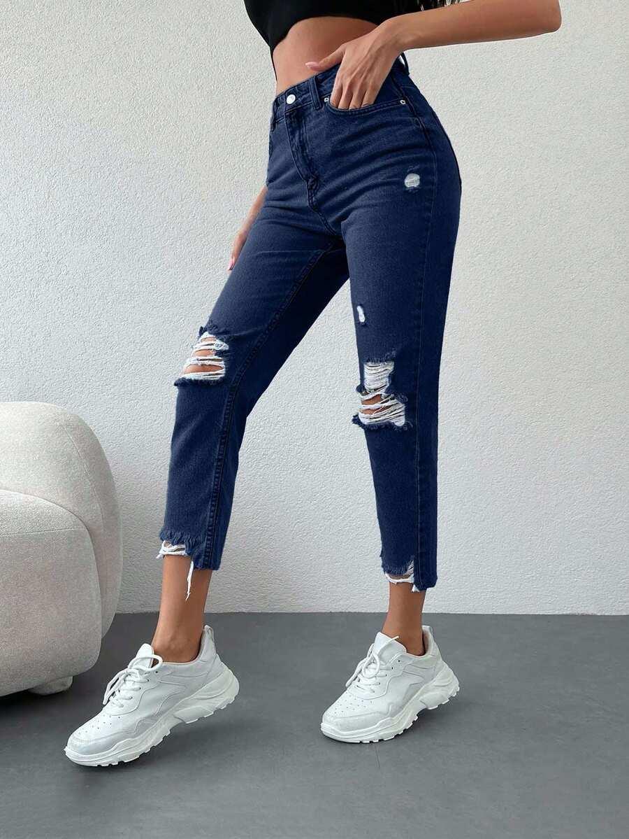 GRANATOWE SPODNIE JEANS