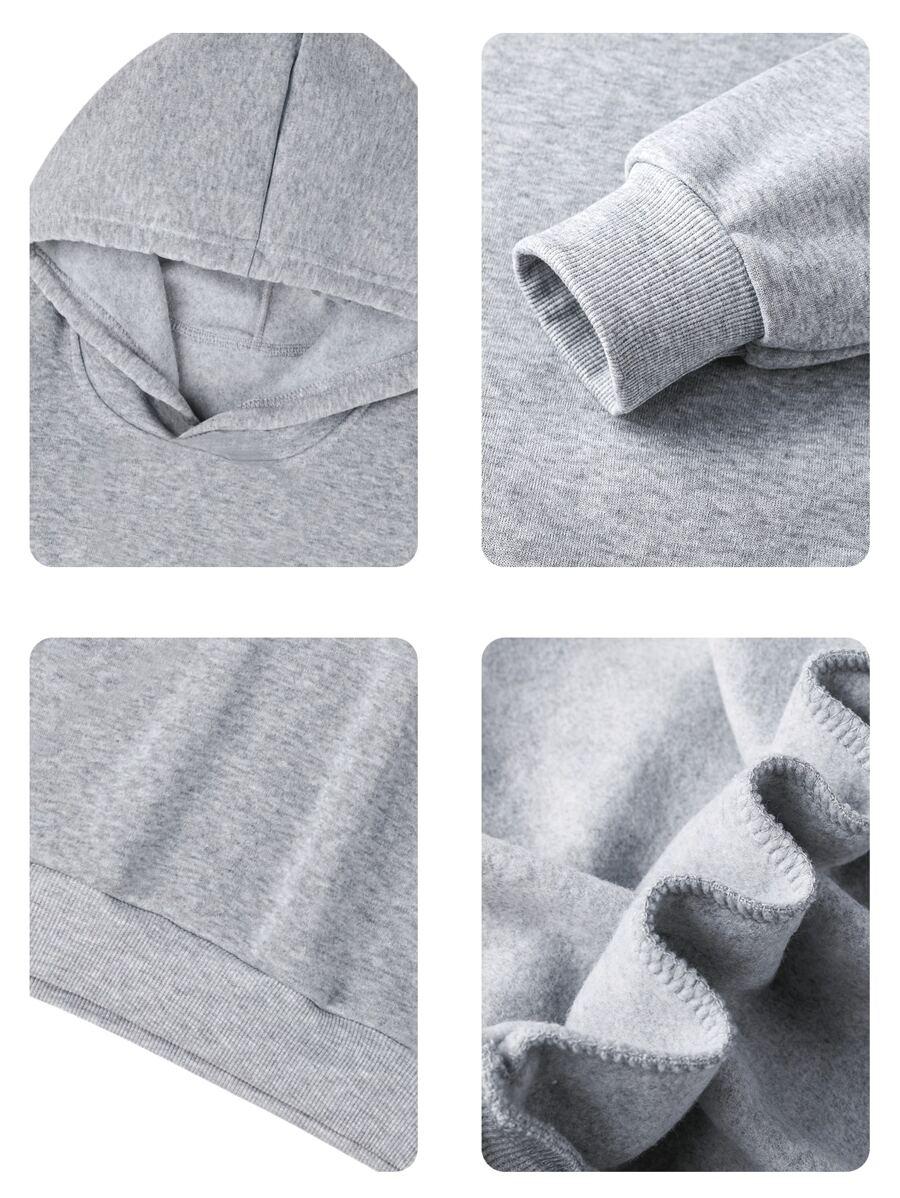 szara bluza z kapturem wzór print