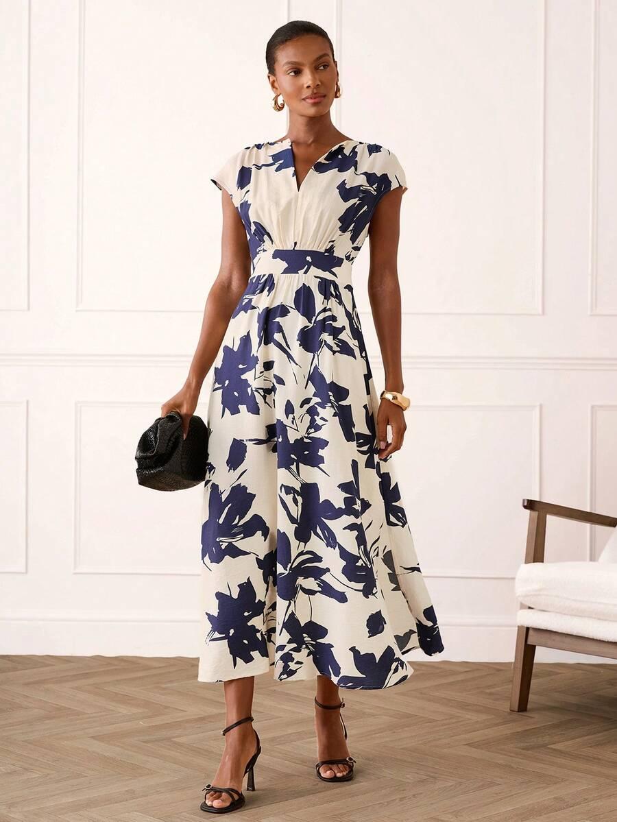 sukienka v-neck print