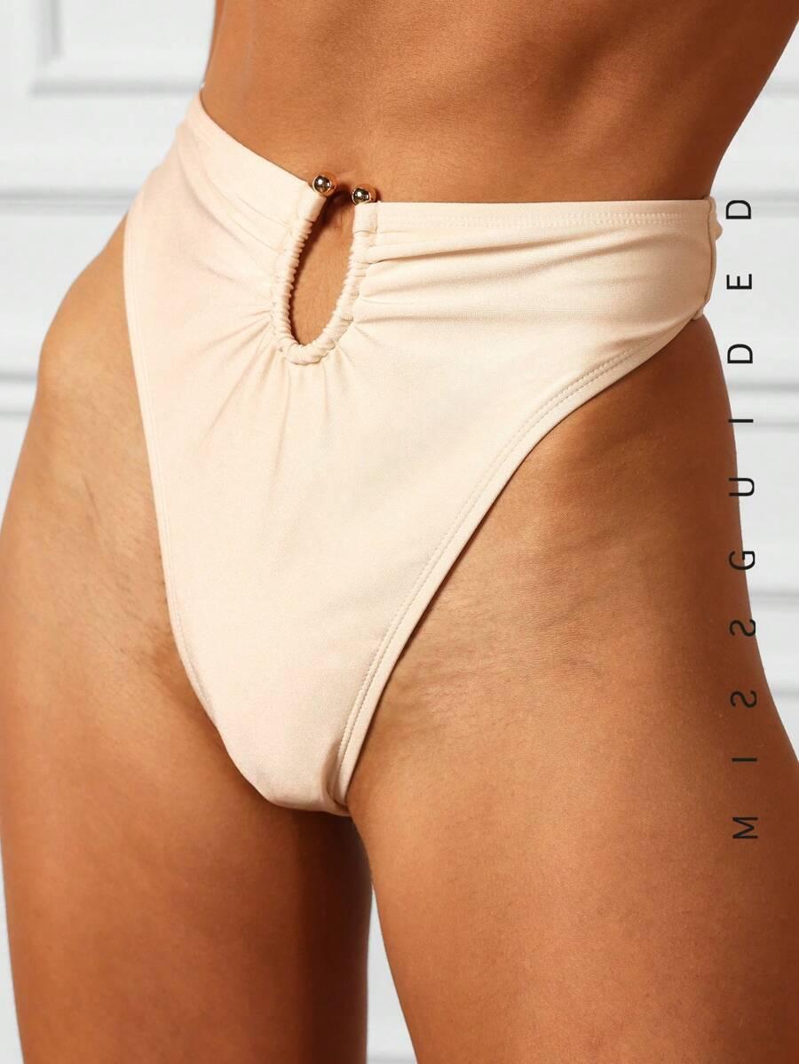 BEŻOWY DÓŁ OD BIKINI ZDOBIENIE