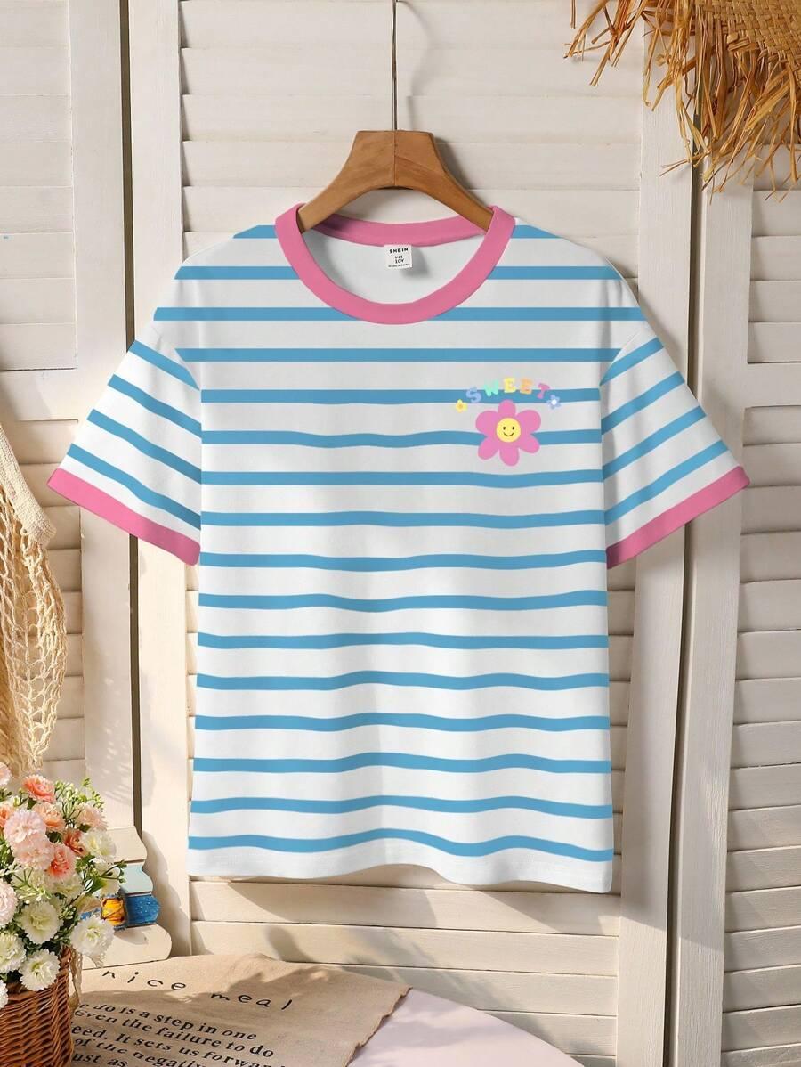 DZIEWCZĘCY T-SHIRT W PASKI
