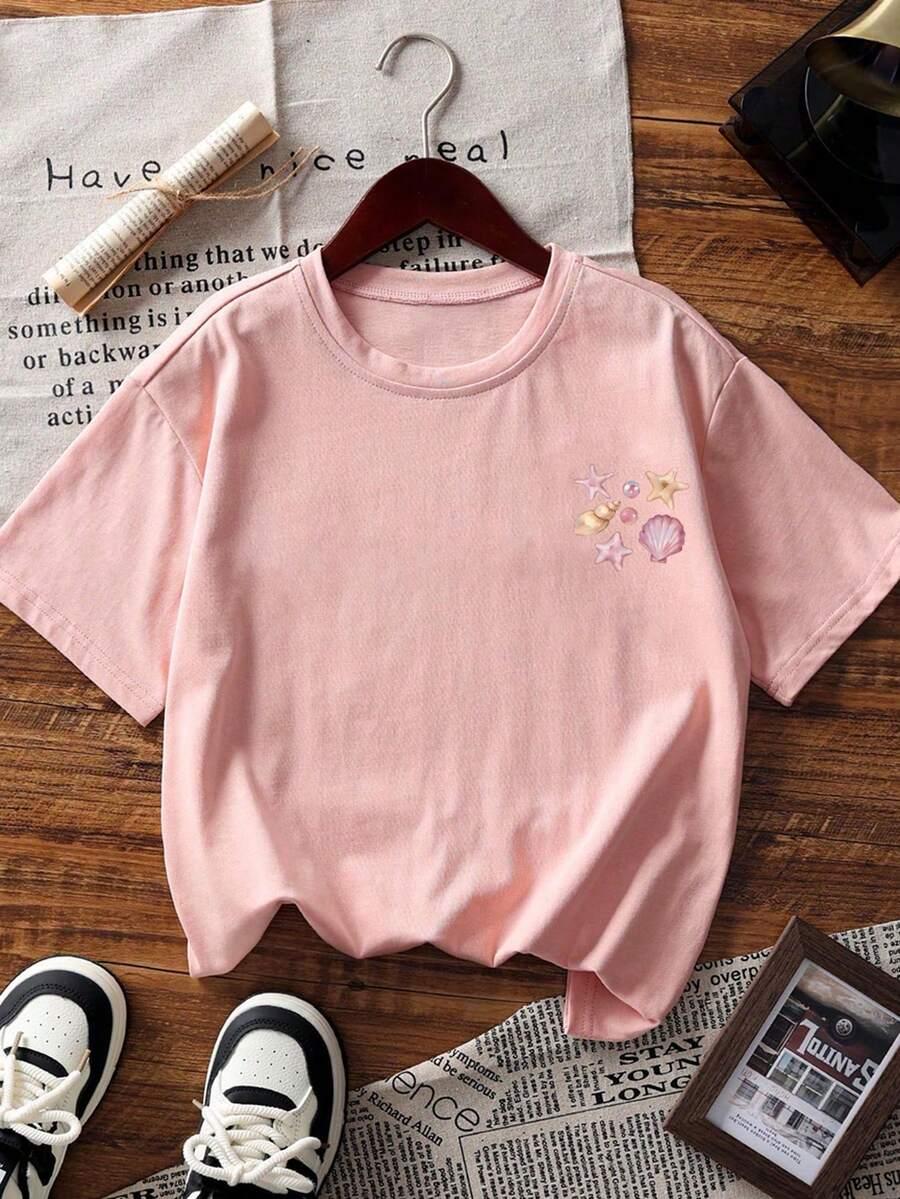 różowy t-shirt NADRUK