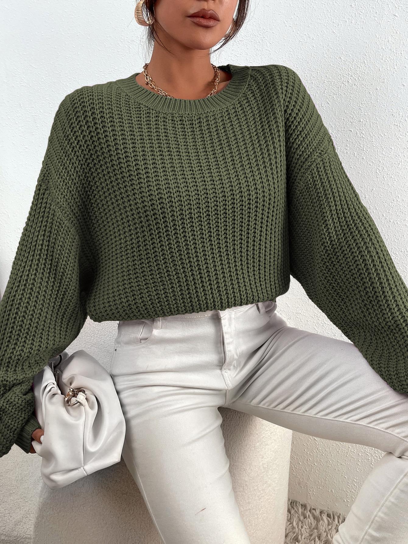 ZIELONY LUŹNY SWETER 