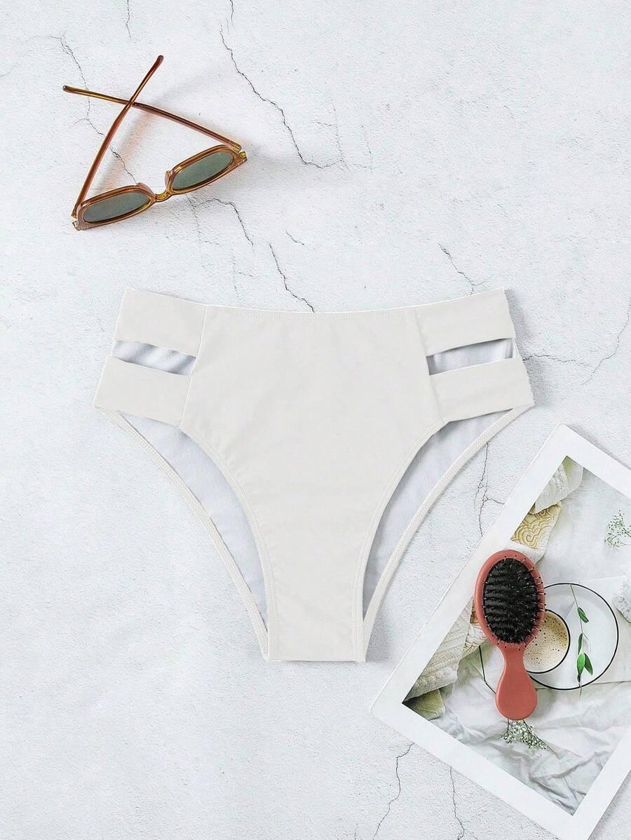 BIAŁY DÓŁ OD BIKINI WYCIĘCIE