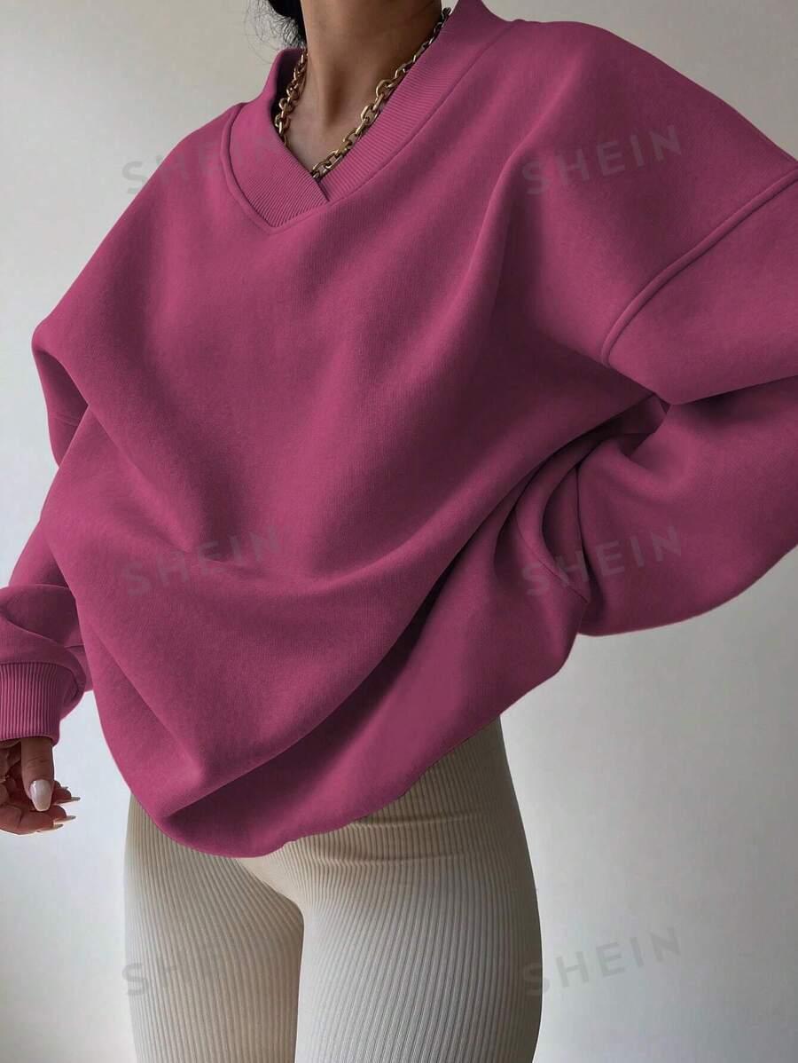 RÓŻOWA BLUZA V-NECK