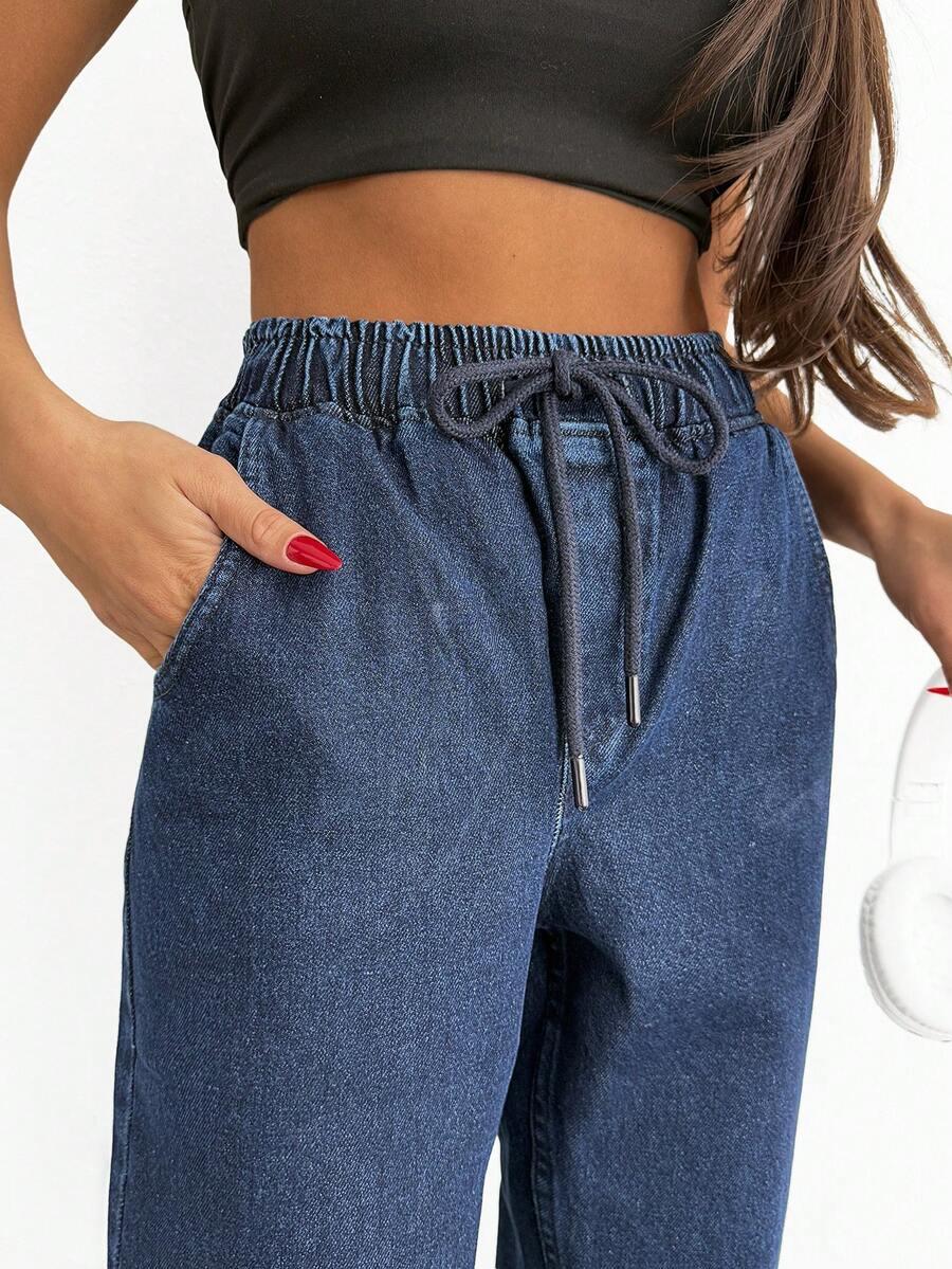 GRANATOWE SPODNIE JEANS 