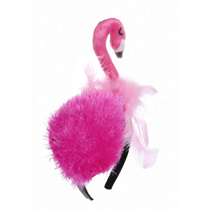 Różowa opaska na głowę flamingo