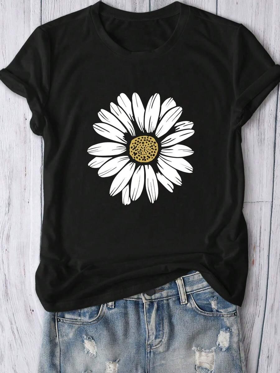 czarny t-shirt nadruk