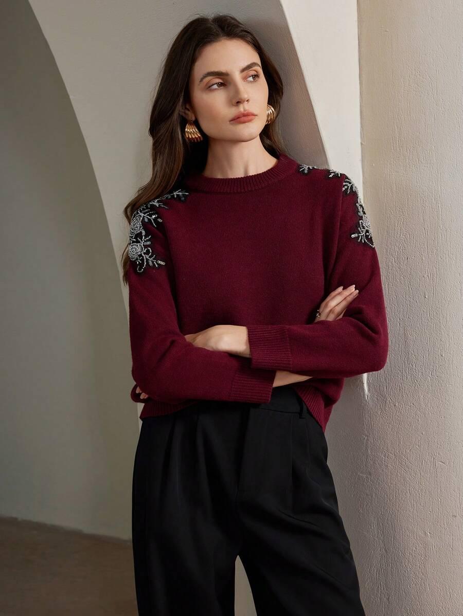 BORDOWY SWETER ZDOBIENIA