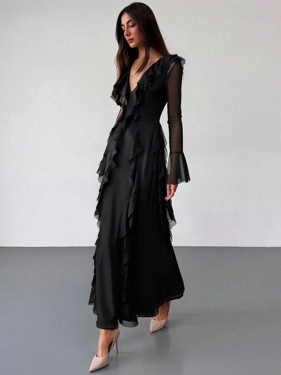 CZARNA MAXI SUKIENKA