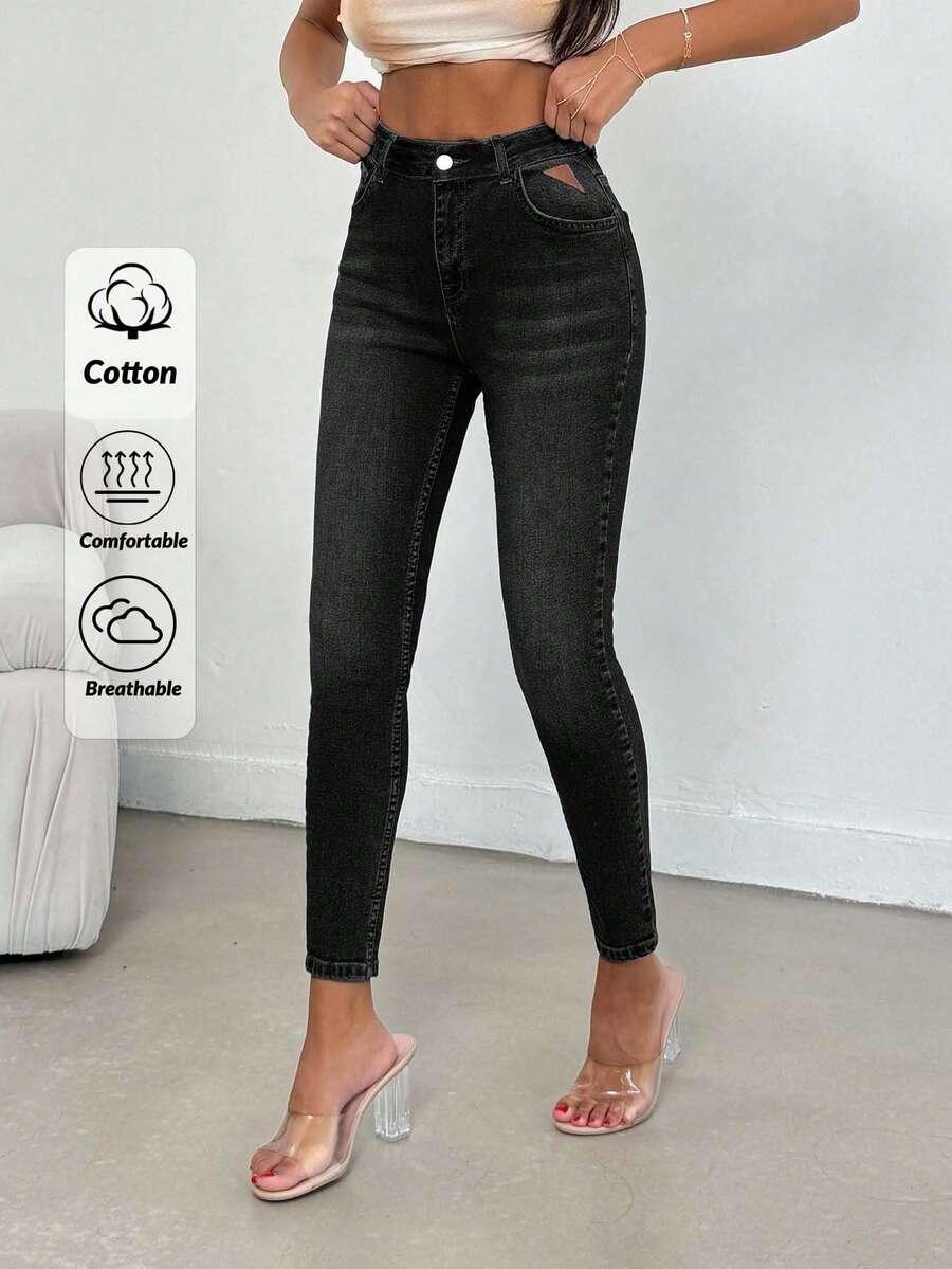 CZARNE SPODNIE JEANS WYSOKI STAN 