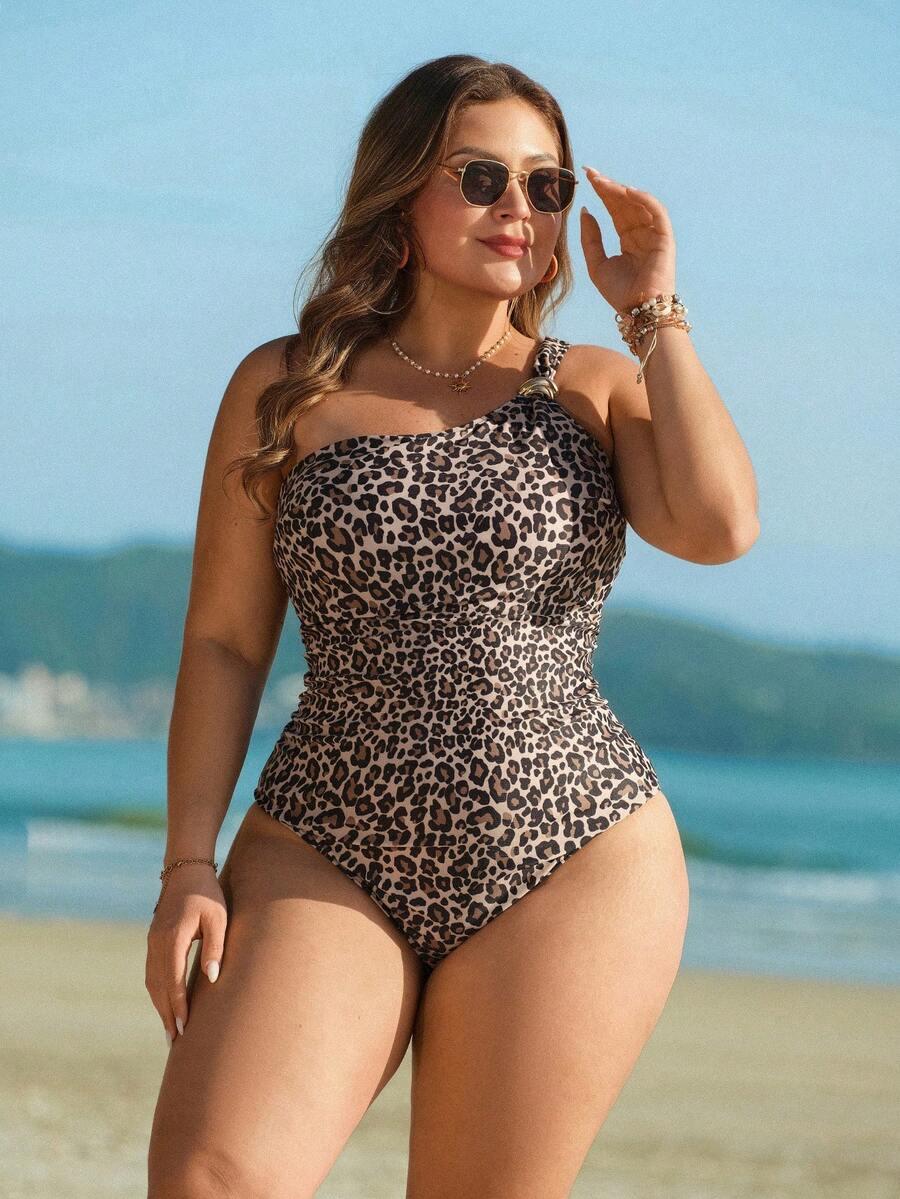 jednoczęściowy strój kąpielowy leopard print