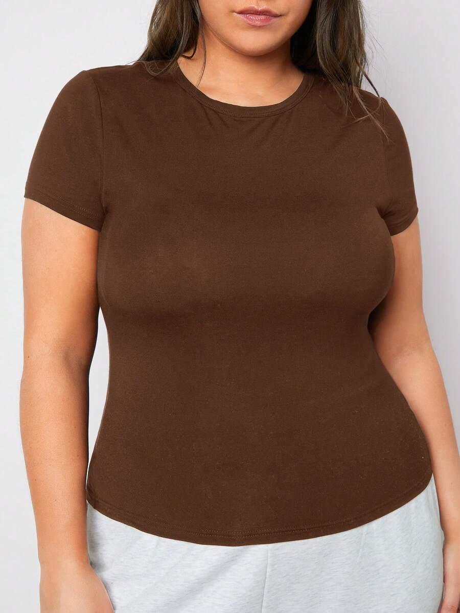 brązowy t-shirt basic