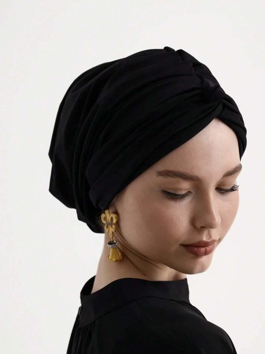 czarny turban na głowę