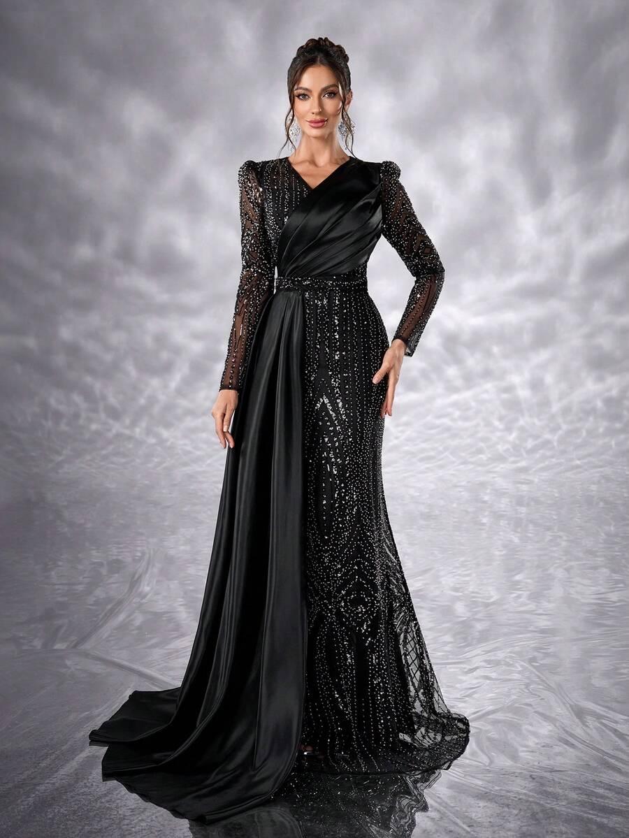 czarna sukienka maxi