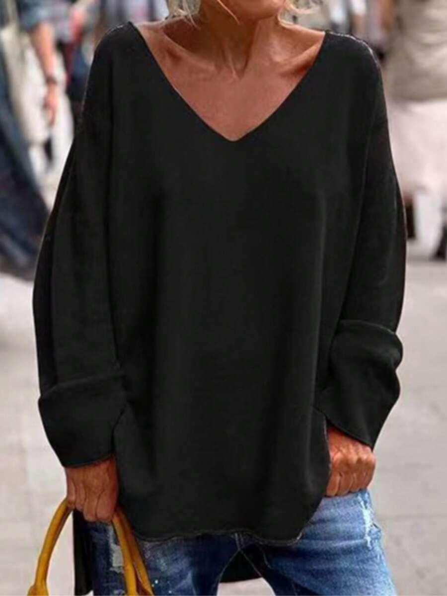 CZARNY SWETER V-NECK