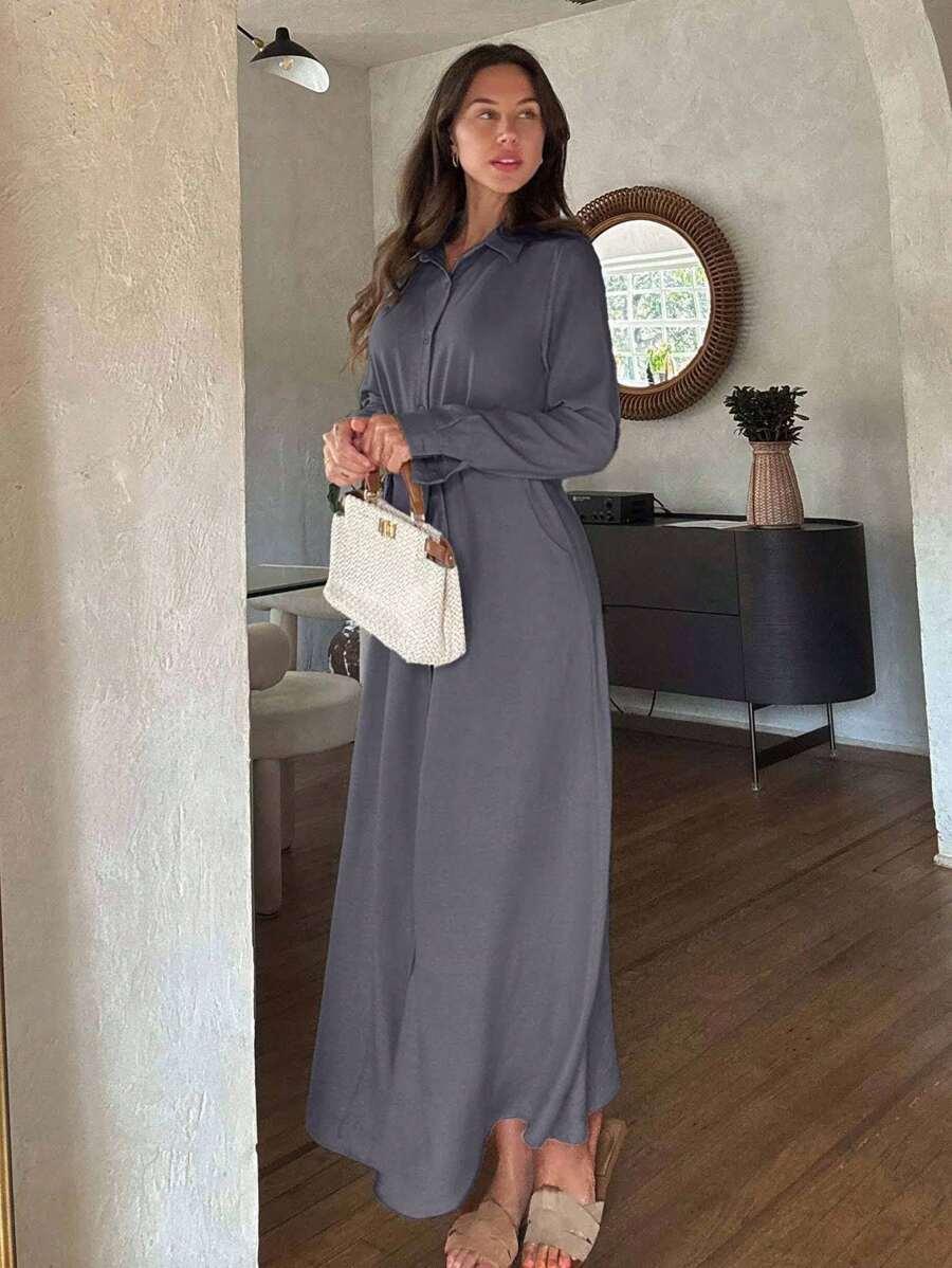 SZARA MAXI SUKIENKA