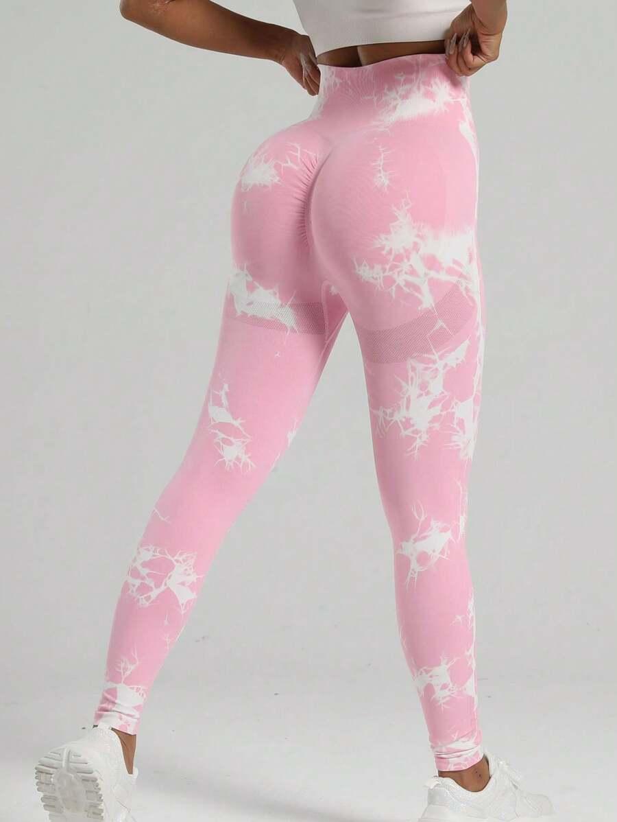 legginsy sportowe wysoki stan tie dye