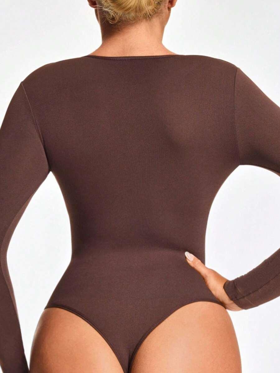 BRĄZOWE BODY Z DŁUGIM RĘKAWEM