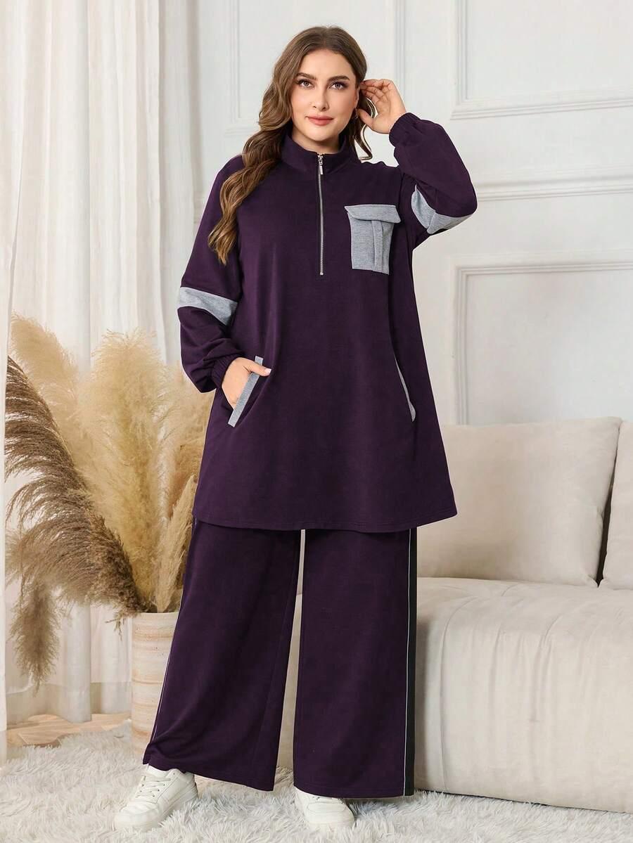 fioletowy komplet bluza spodnie