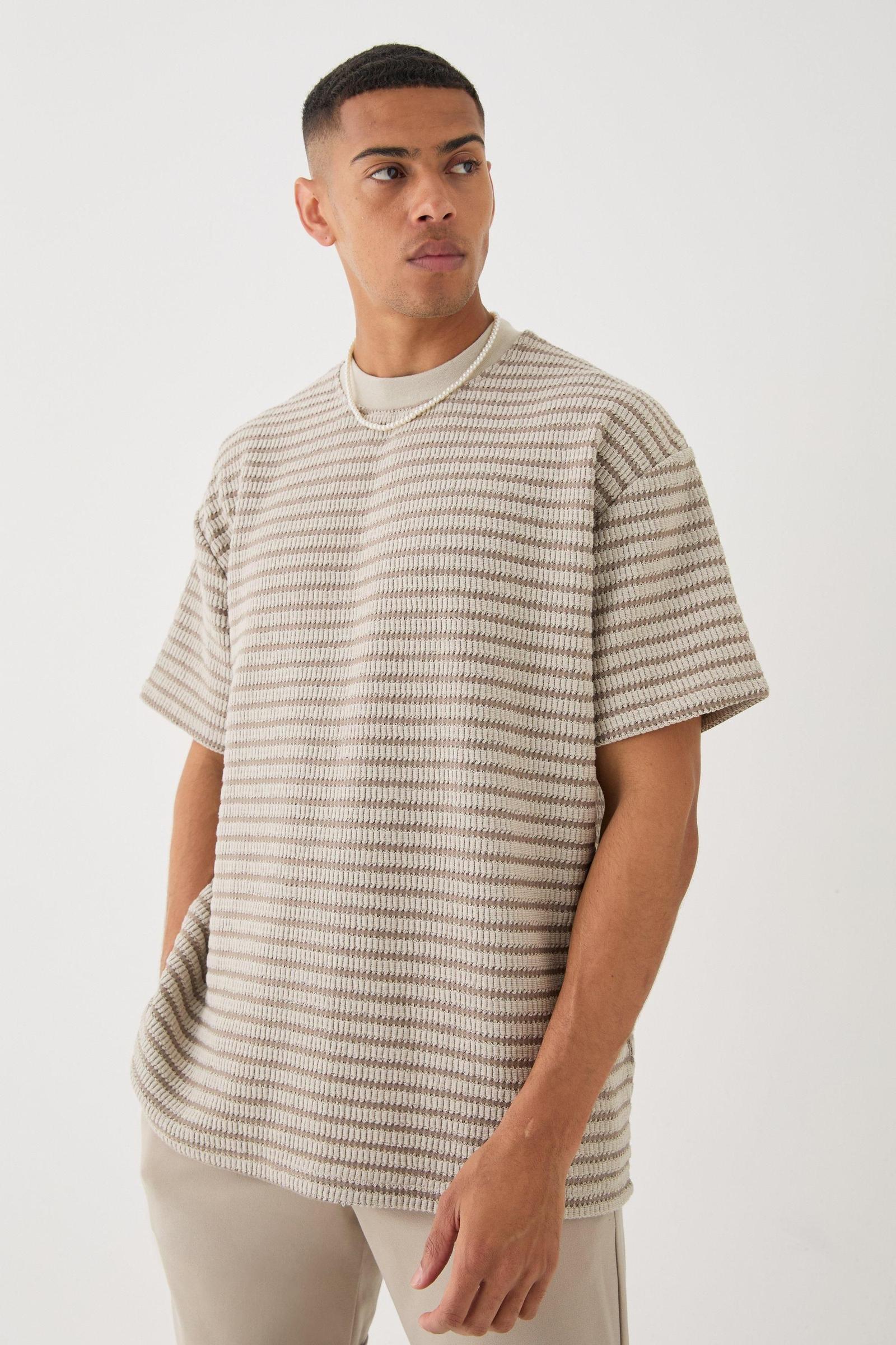 DZIANINOWY T-SHIRT TEKSTURA