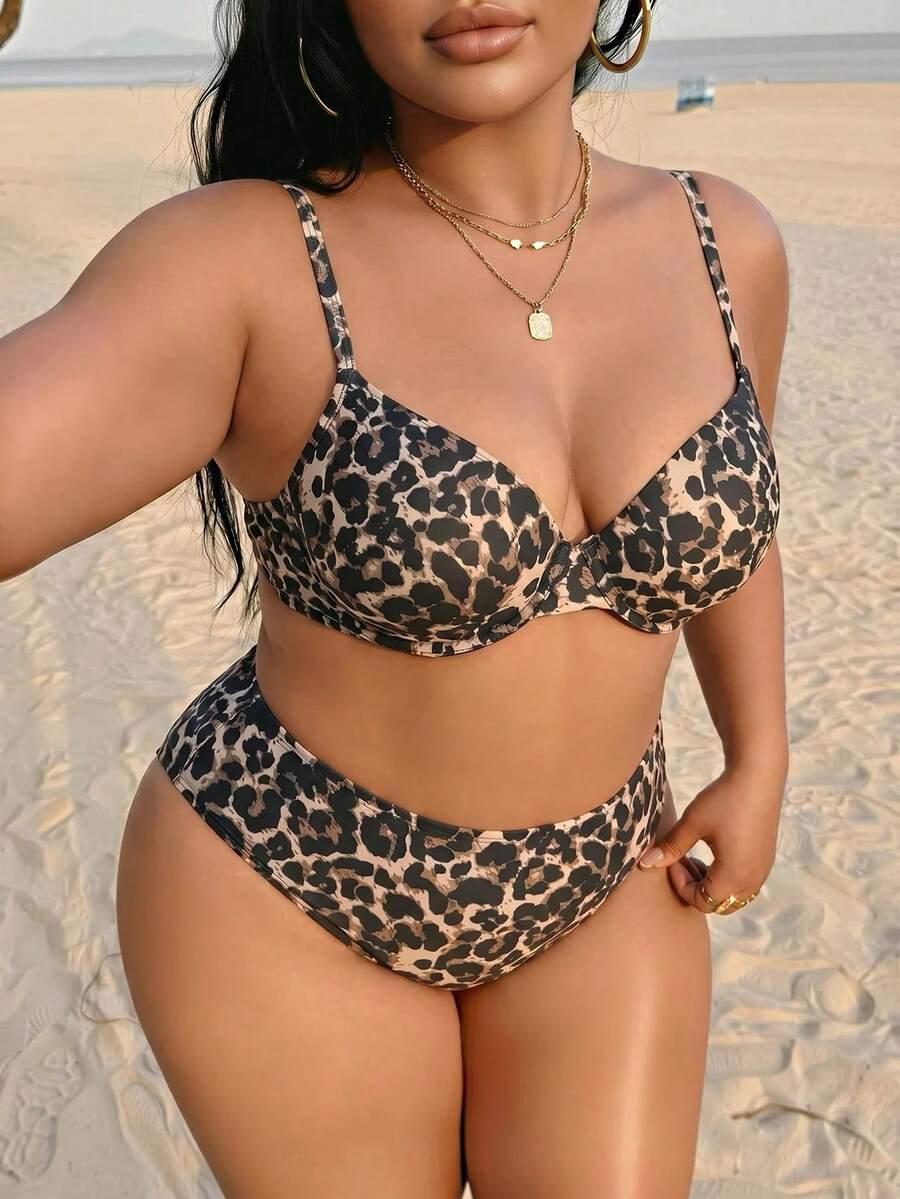 dwuczęściowy strój kąpielowy animal print