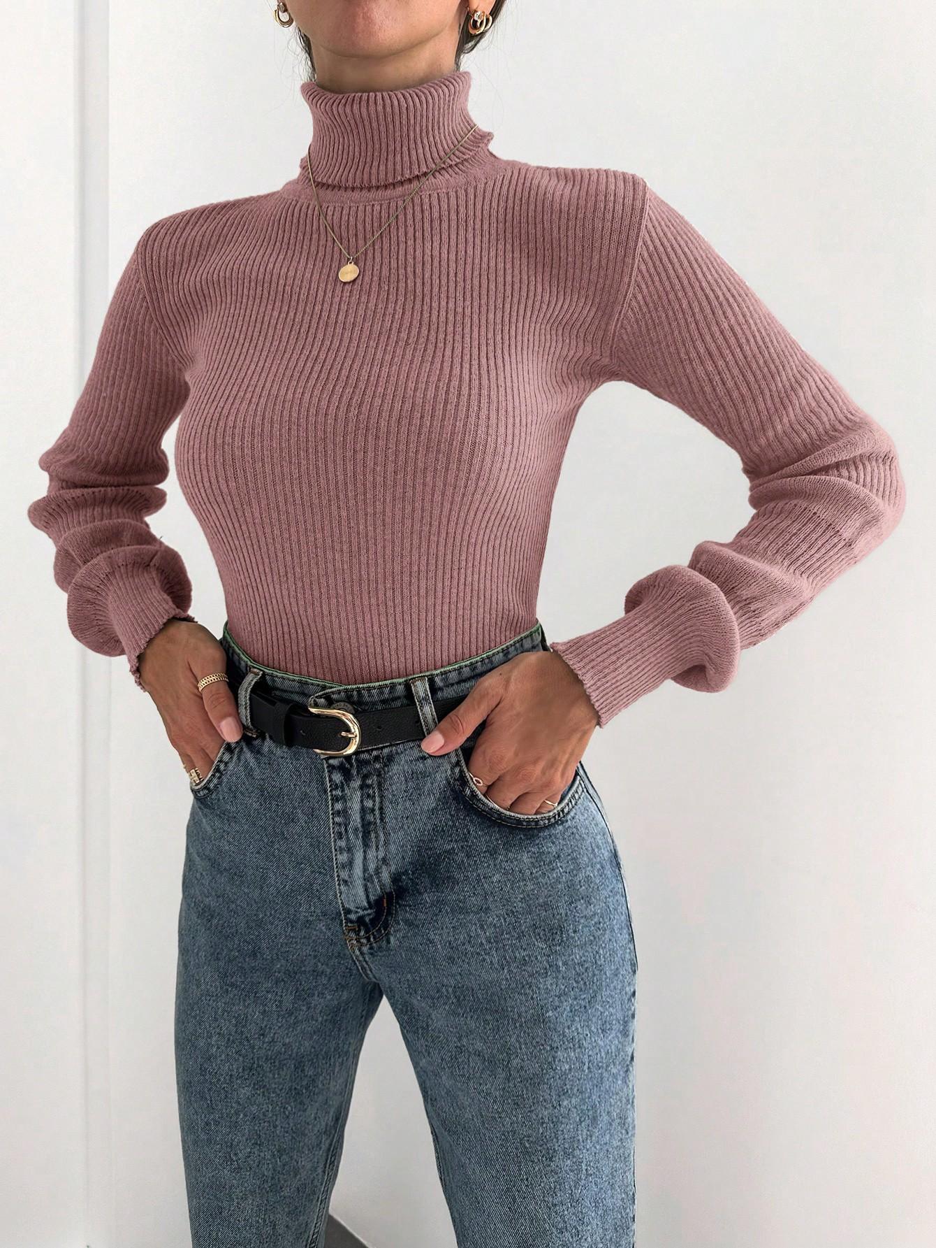 różowy dopasowany SWETER GOLF