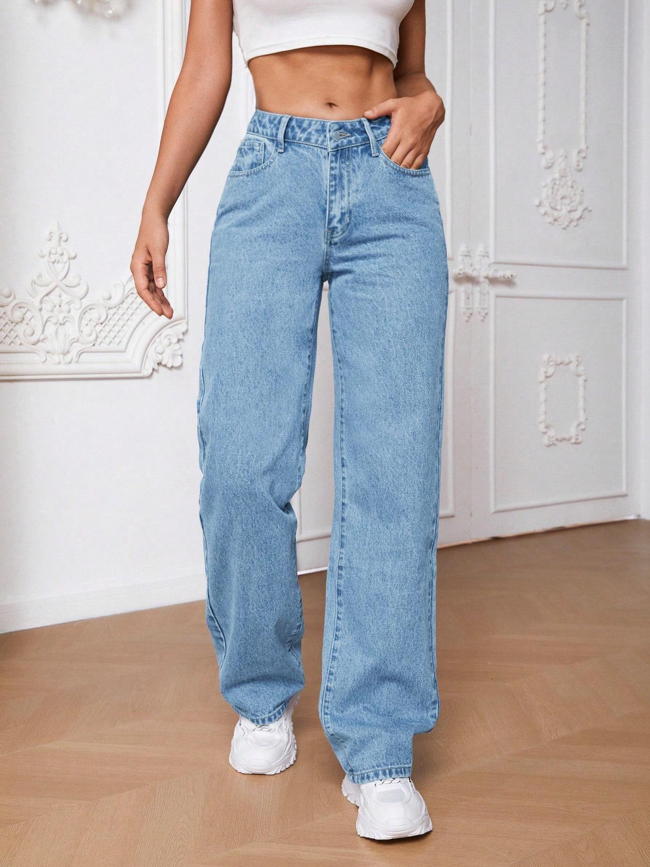NIEBIESKIE SPODNIE JEANS SZEROKA NOGAWKA